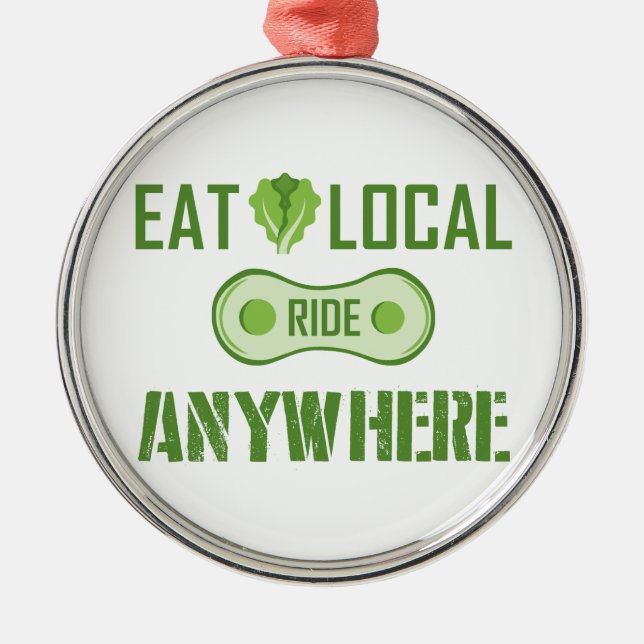 Eat Local, Ride var som helst Julgransprydnad Metall (Framsidan)