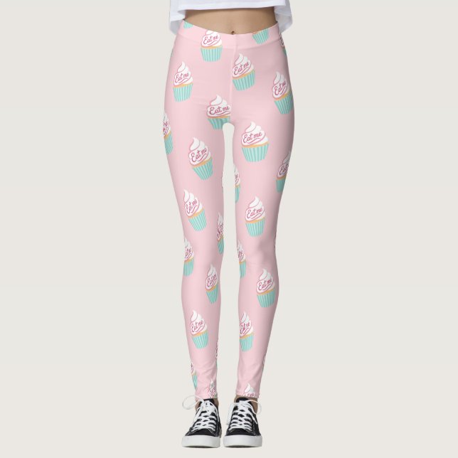 "Eat Me" Cupcake-mönster Leggings (Framsida)