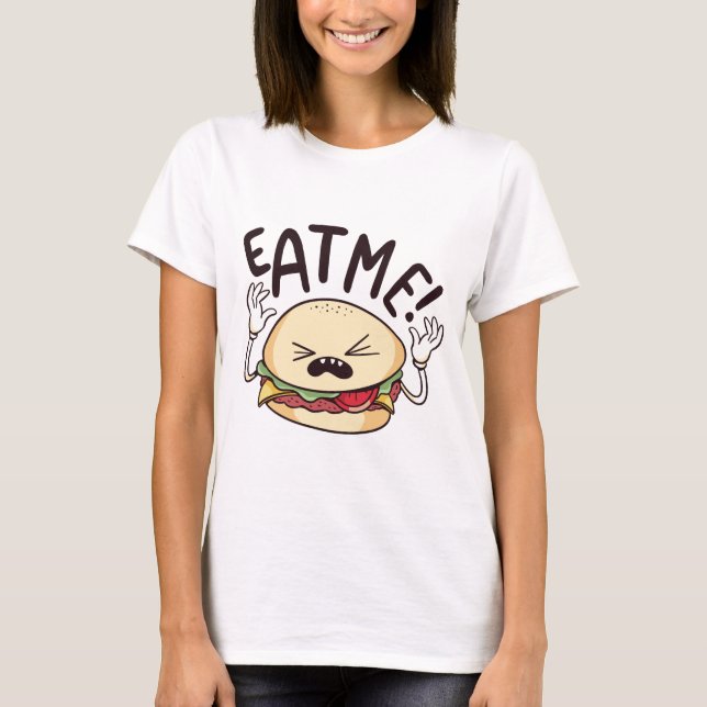 Eat Me Funny Cheeseburger T-Shirt (Framsida)