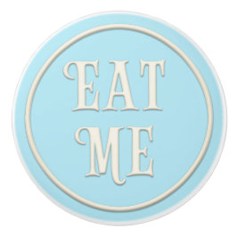 "Eat Me" Wonderland Tea Party Pastel Blue Knopp