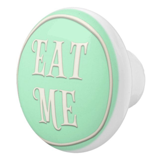 "Eat Me" Wonderland Tea Party Pastel Grönt Knopp (Höger)