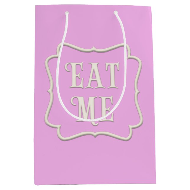 "Eat Me" Wonderland Tea Party Söt Rosa (Framsidan)