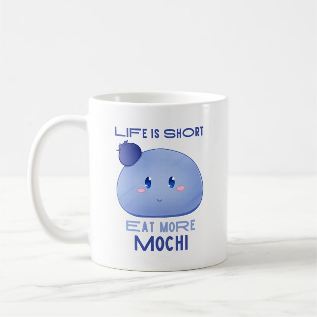 Eat More Mochi, Kawaii Cute Quote Mugg (Vänster)