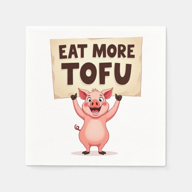 Eat More Tofu – Pig Protest Napkin Pappersservett (Framsidan)