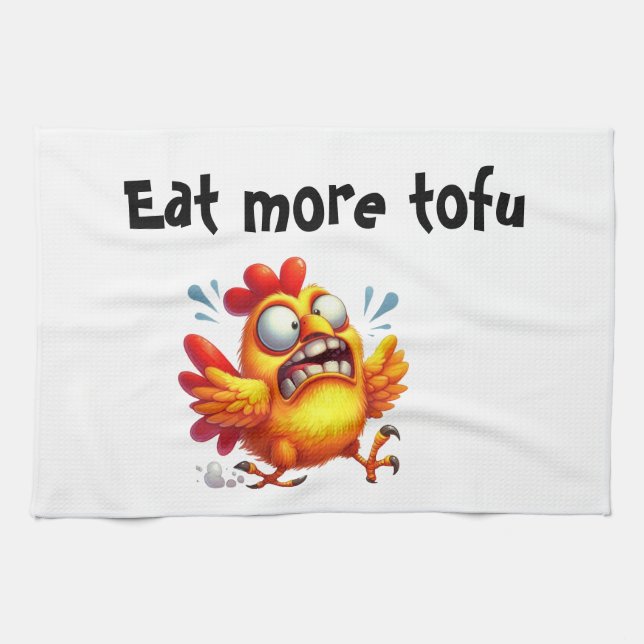 Eat More Tofu with Panicked Funny Chicken Kökshandduk (Horisontell)