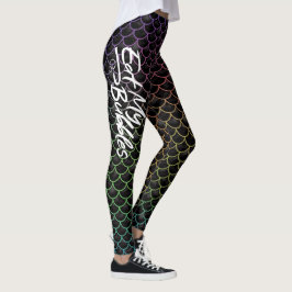 "Eat My Bubbles" Black/Rainbow scales Simma Life Leggings