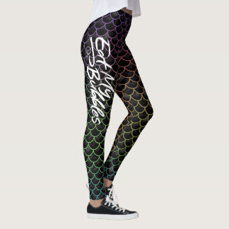 "Eat My Bubbles" Black/Rainbow scales Simma Life Leggings