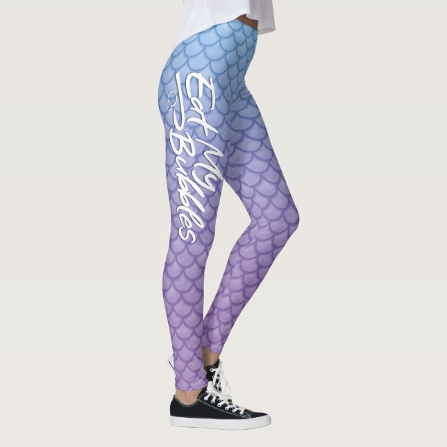 "Eat My Bubbles" Blue/Lila skalar Simma Life Leggings (Höger)