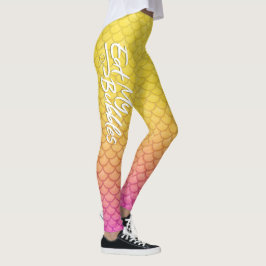 "Eat My Bubbles" Gult/Rosa skalar Simma Life Leggings