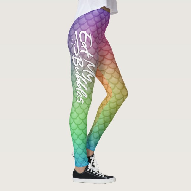 "Eat My Bubbles" Rainbow scales Simma Life Leggings (Höger)