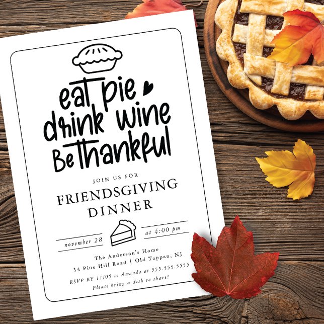 Eat Paj Friendgiving Middag Inbjudningar (Skapare uppladdad)