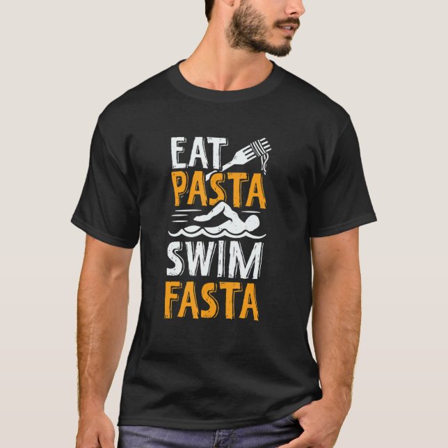 Eat Pasta Simma Fasta för en Swimmer T Shirt (Framsida)