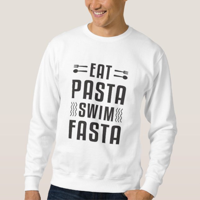 Eat Pasta Simma Fasta Swimming Swimmer Simma Bassä Lång Ärmad Tröja (Framsida)