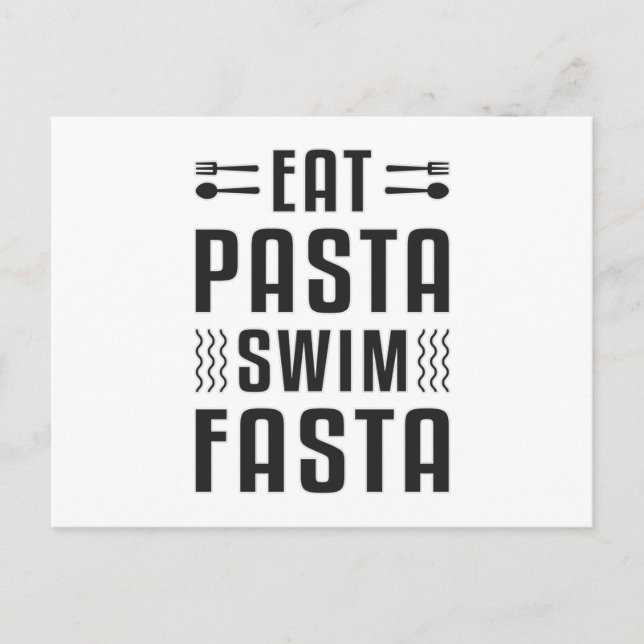 Eat Pasta Simma Fasta Swimming Swimmer Simma Bassä Vykort (Framsida)