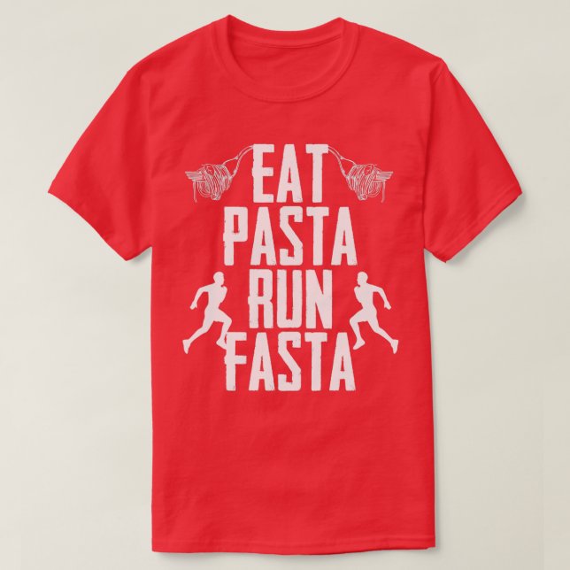 Eat Pasta Springa Fasta Kärlek Running Springer En T Shirt (Design framsida)