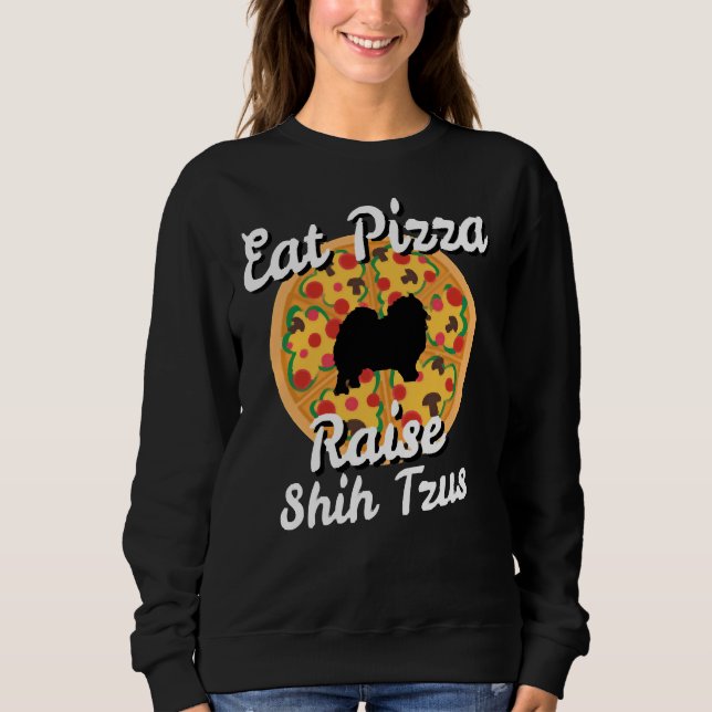 Eat Pizza Raise Shih Tzu Hundar Puppy T Shirt (Framsida)