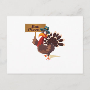 Eat Pizza Turkey Funny Thanksgiving Helg Vykort