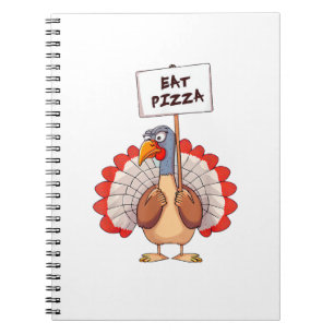 Eat Pizza Turkey Thanksgiving Vuxen Vegan Funy Anteckningsbok