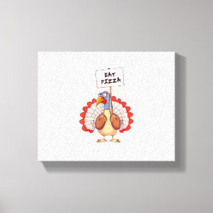 Eat Pizza Turkey Thanksgiving Vuxen Vegan Funy Canvastryck