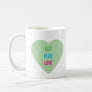 Eat Play Kärlek - Cute Pastel Heart Coffee Mugg