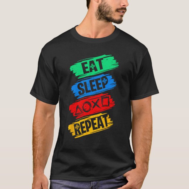 Eat Play Sleep Repeat Funny Friendship Retro For B T Shirt (Framsida)