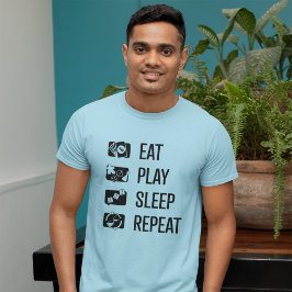 Eat-Play-viloläge-Repeat Board Game Blck Manar Shi T Shirt