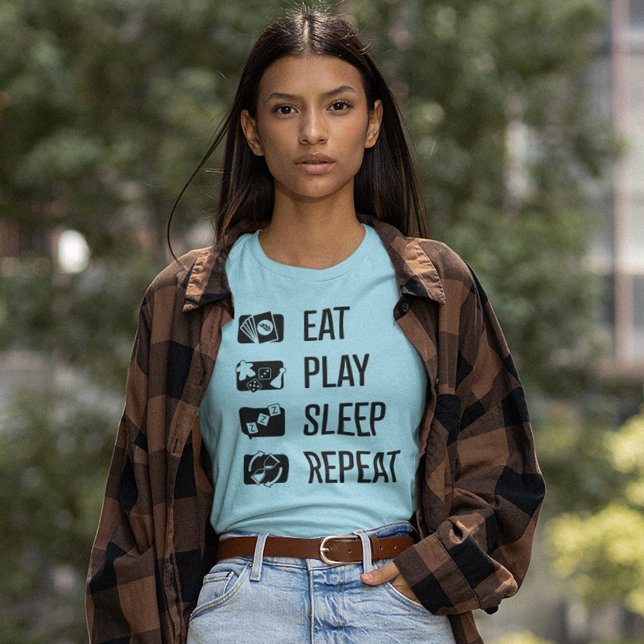 Eat-Play-viloläge-Upprepa spelbrädans Blck Womens  T Shirt (Skapare uppladdad)