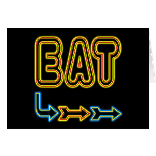 Eat Retro Neon Sign Art Hälsningskort (Framsidan Horizontal)