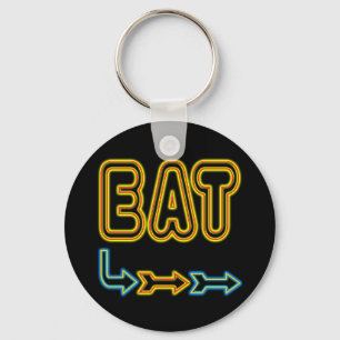 Eat Retro Neon Sign Art Nyckelring