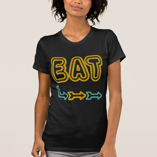 Eat Retro Neon Sign Art T-shirt (Framsida)