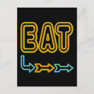 Eat Retro Neon Sign Art Vykort