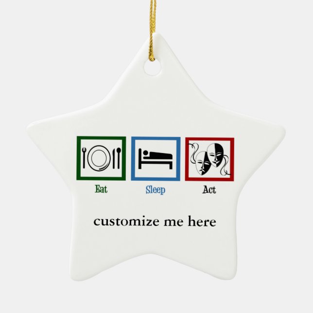 Eat Sföreliggande Act, praktisk att spela stjärna Julgransprydnad Keramik (Framsidan)