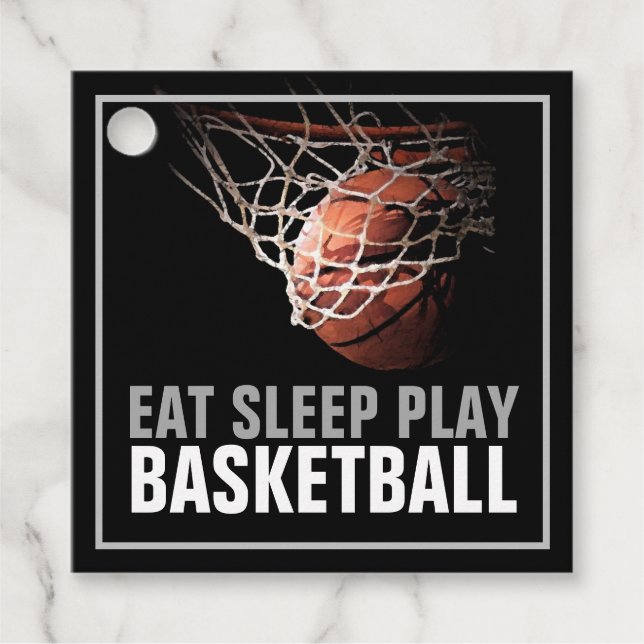 Eat Sföreliggande Play Basketball Artwork Motiveri Gåvor Etiketter (Framsida)