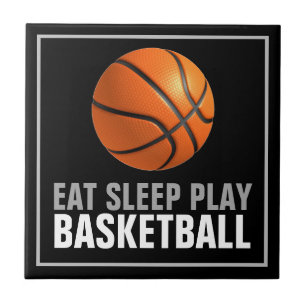 Eat Sföreliggande Play Basketball Artwork Motiveri Kakelplatta