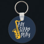 Eat Sföreliggande Play-Coola Saxophone Player Jazz Nyckelring<br><div class="desc">Vintage retro orchestra och jazz Music fläkt är utformade för dem som spelar fiolin och saxofon i ett musikband eller en symfoni. Coola klassisk jazz-handel för saxofonist, violinist, musiker och konstnär. Lustigt och humoristiskt musikpun för violin- och saxofonlärare, orkstra fläkt och de som bara har kärlek musik. Underbar souvenir, julklapp...</div>