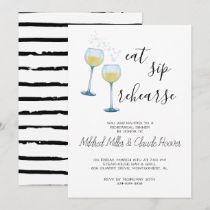 Eat Sip Rehearse - Rehearsal Dinner Investigation Inbjudningar