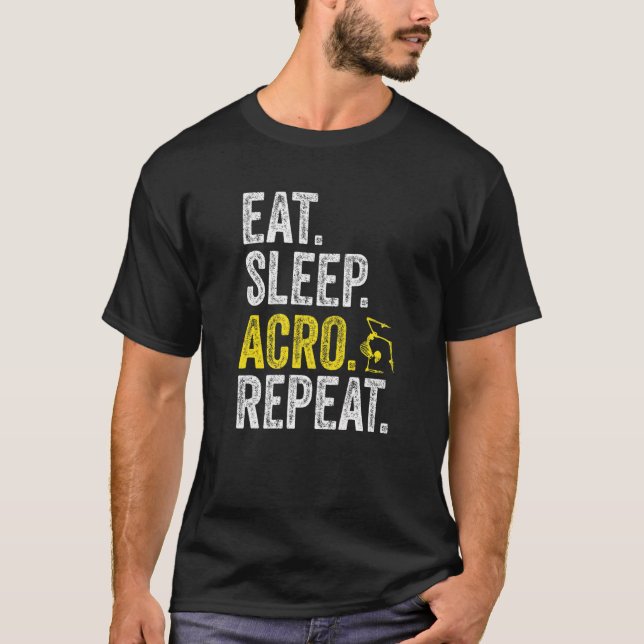 Eat Sleep Acro Repeat Acrobat Gymnastics Funny Ske T Shirt (Framsida)
