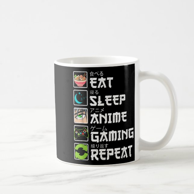 Eat Sleep Anime Gaming Repeat Gamer Men Teen Boy A Kaffemugg (Höger)