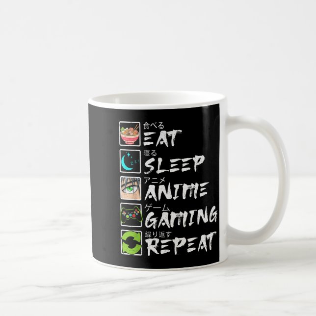 Eat Sleep Anime Gaming Repeat Gamer Men Teen Boy A Kaffemugg (Höger)