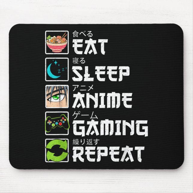 Eat Sleep Anime Gaming Repeat Gamer Men Teen Boy A Musmatta (Framsidan)