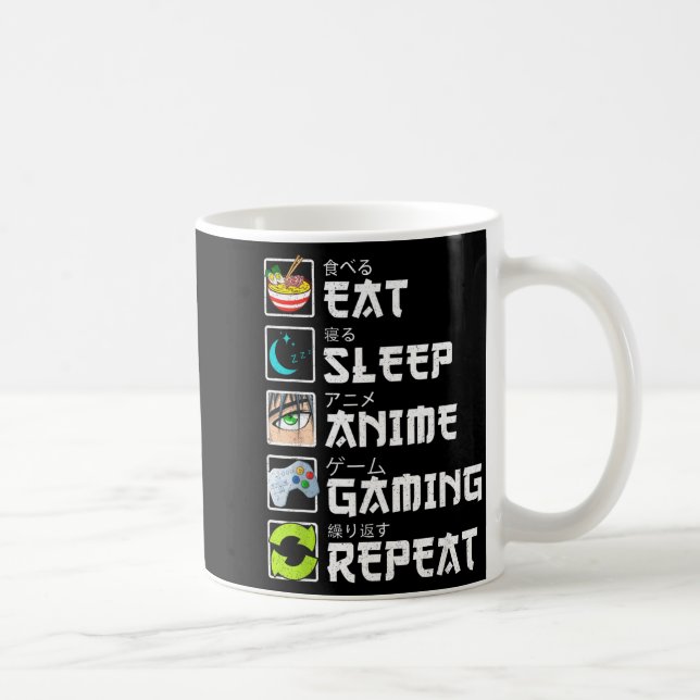 Eat Sleep Anime Gaming Repeat Kawaii Otaku Anime M Kaffemugg (Höger)