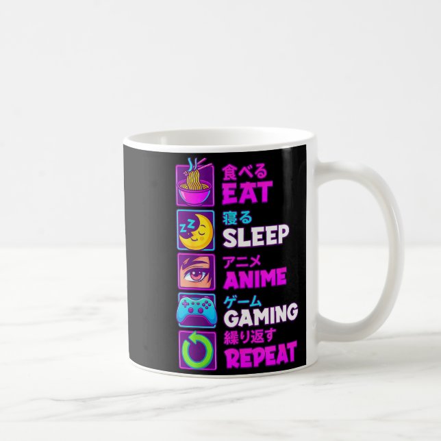 Eat Sleep Anime Gaming Repeat Kawaii Otaku Anime M Kaffemugg (Höger)