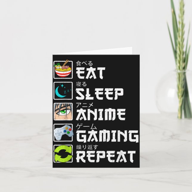 Eat Sleep Anime Gaming Repeat Kawaii Otaku Anime M Kort (Framsida)