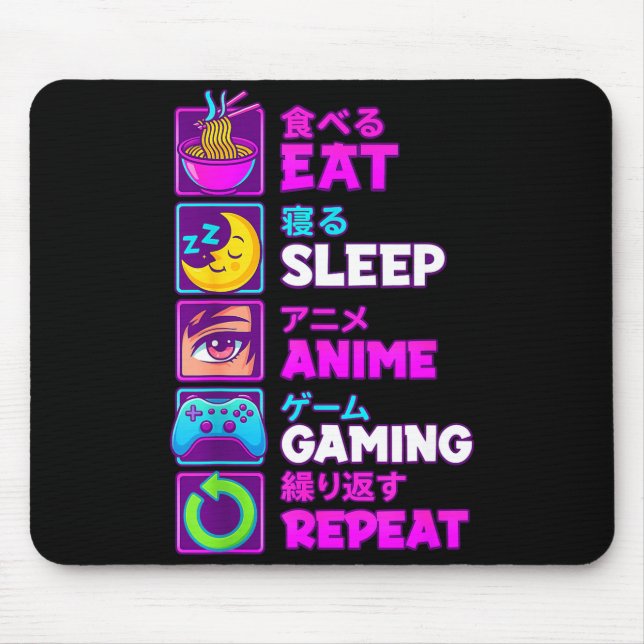Eat Sleep Anime Gaming Repeat Kawaii Otaku Anime M Musmatta (Framsidan)