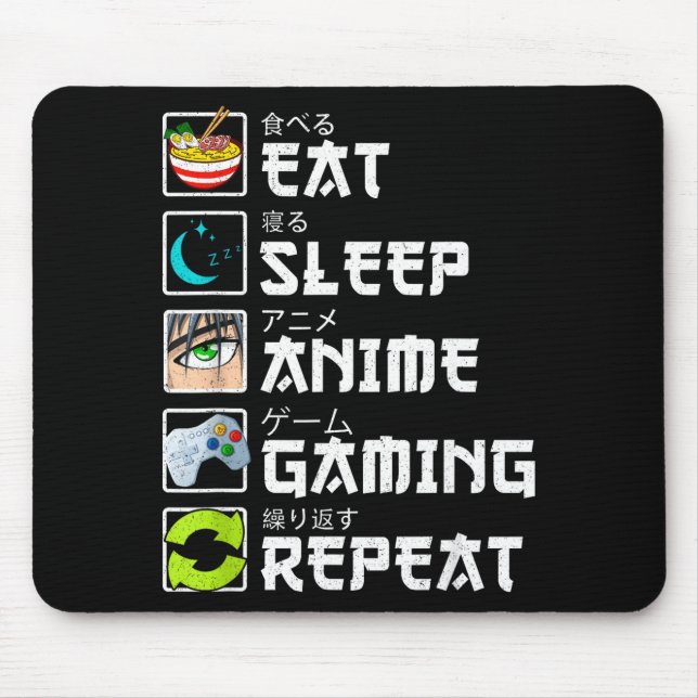 Eat Sleep Anime Gaming Repeat Kawaii Otaku Anime M Musmatta (Framsidan)