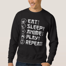 Eat Sleep Anime Play Repeat Otaku Anime Lifestyle Lång Ärmad Tröja