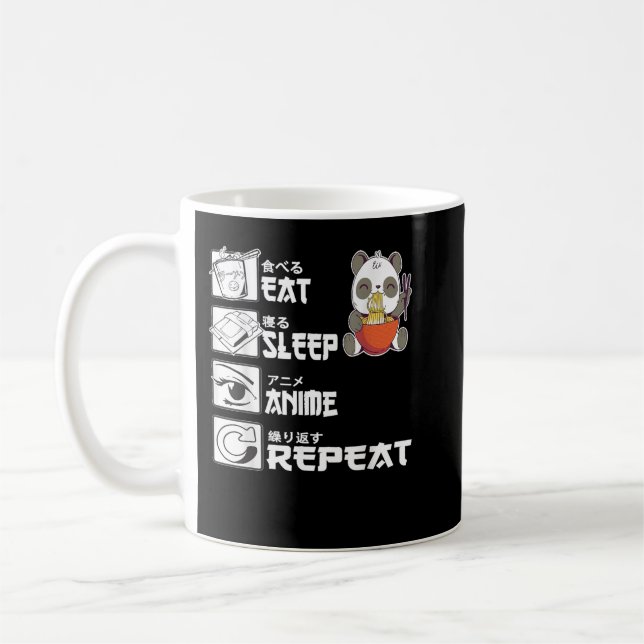Eat Sleep Anime Repeat Bear Eating Ramen Japanese  Kaffemugg (Vänster)