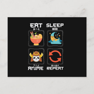 Eat Sleep Anime Repeat Cute | for Anime Lover Vykort
