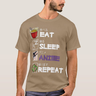 Eat Sleep Anime Repeat Kawaii Otaku Manga Japan Fa T Shirt