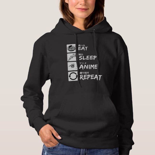 EAT SLEEP ANIME REPEAT T SHIRT (Framsida)